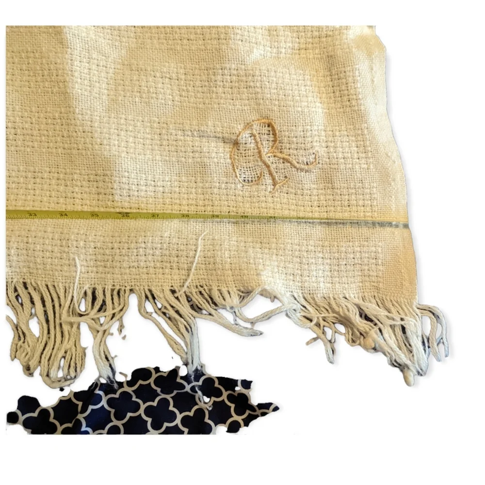 Throw Blanket in Ivory with a R Monogrammed